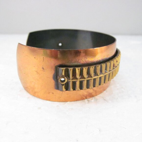 Vintage Southwestern Genuine Copper Cuff Bracelet with Textured Design - Picture 9 of 14